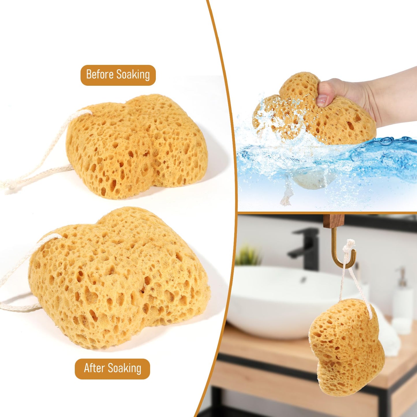 Qianyu 3 Pcs Bath Sponge Foam Loofah Exfoliating Body Sponge Dense Foam Reusable Body Wash Shower Pouf Washing Scrubber for Bathroom Gentle Deep Cleaning Dry Skin Women Men Bathing Accessories
