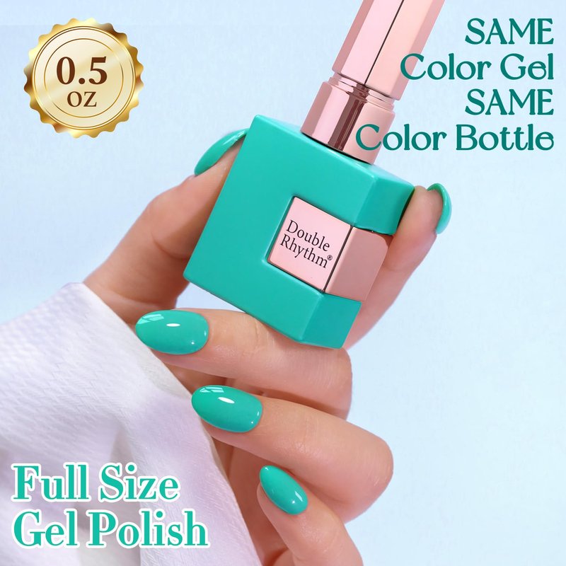 Double Rhythm 15ML Gel Nail Polish Pure Sheer Same Color Same Bottle Soak Off Gel Polish Art Manicure Salon DIY at Home for Women (Deep Mint-A1788)