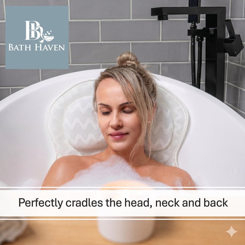 Bath Pillow Bathtub Pillow Back Neck Support Pillow, Spa Cushion for Tub