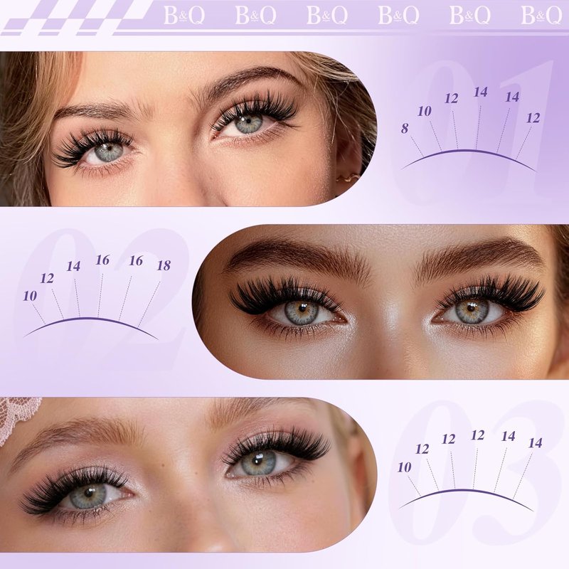 Flaunt Lash Clusters Kit - D-Curl Flora Eyelash Extensions | 8-18mm Wet Look Wispy Clusters for Medium Drama