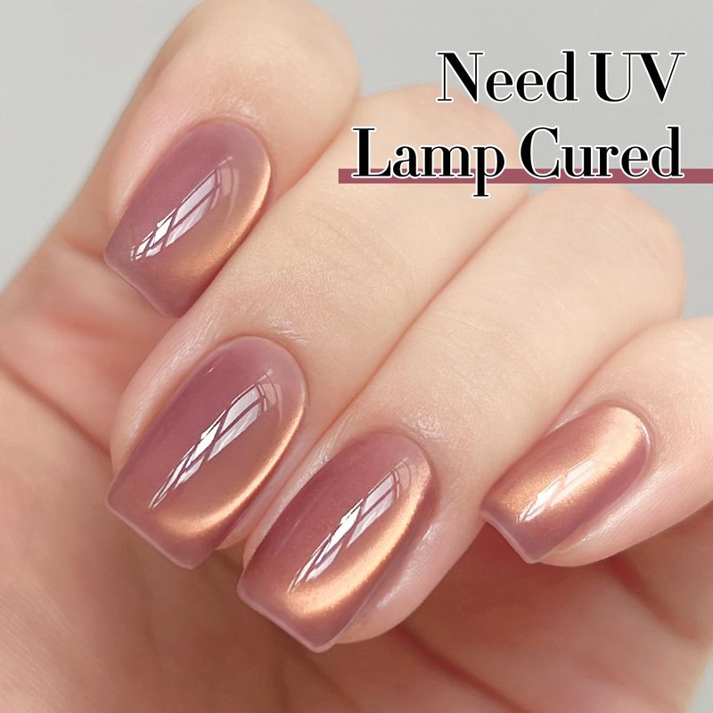 Double Rhythm Cat Eye Gel Polish - 15ML Holographic Glitter in Golden Violet | Soak Off Magnetic Nail Art