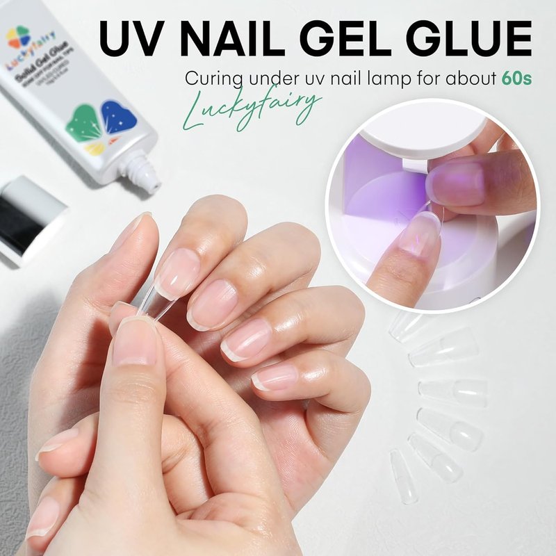 Luckyfairy Nail Glue - 40ml Super Strong Soft Solid Gel for Press-On & Acrylic Nails | Durable & Mess-Free