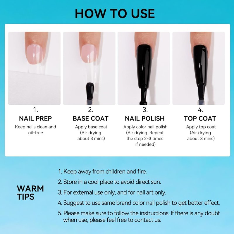 MIZHSE Quick Dry Base & Top Coat Nail Polish - 15ml High-Gloss Protective Finish for Long-Lasting Manicure