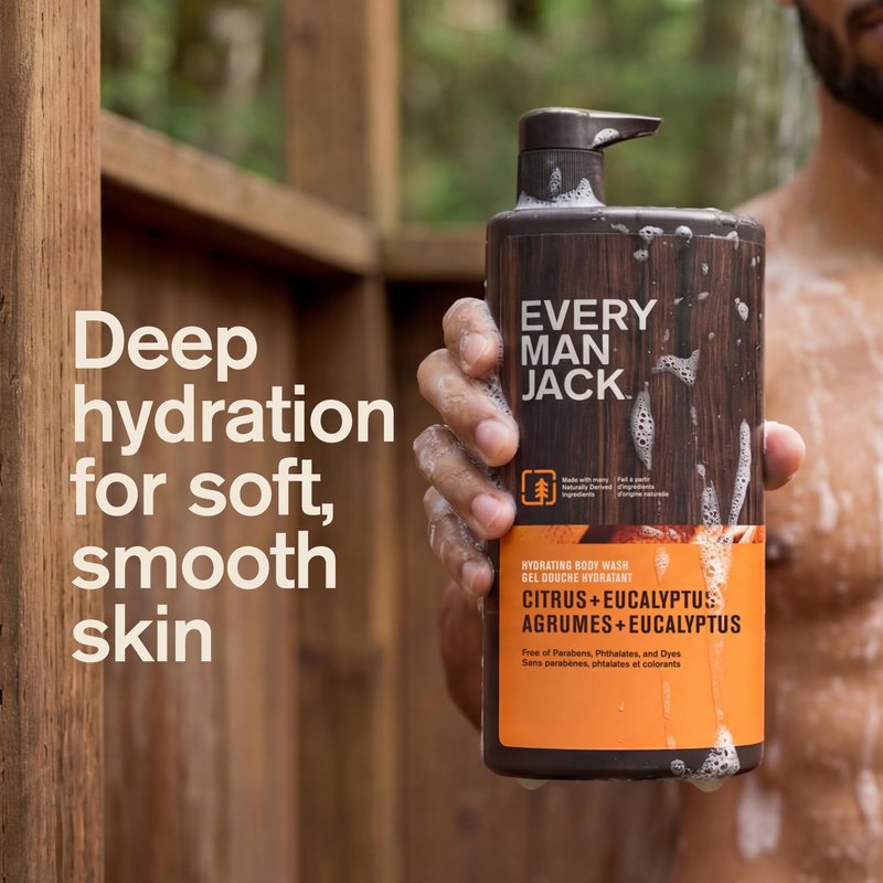 Every Man Jack Citrus + Eucalyptus Mens Body Wash for All Skin Types - Cleanse, Hydrate, and Smell Great - Free of Parabens, Phtalates, and Dyes - 33.8 fl oz (2 Pack)
