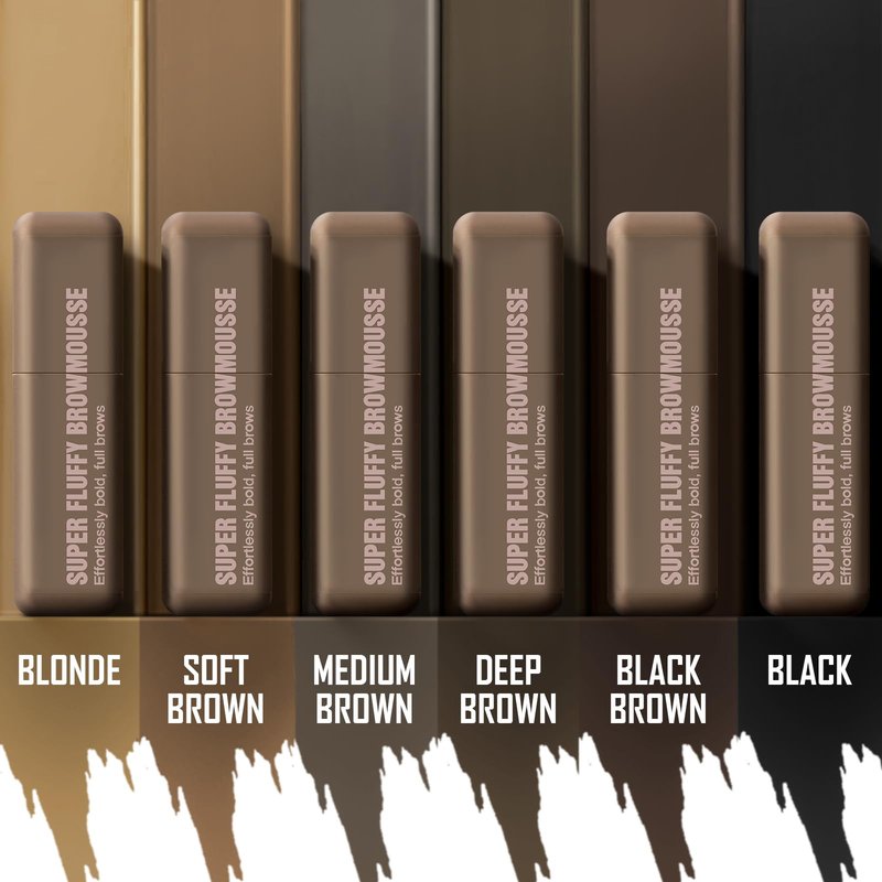 Brow Super Fluff Eyebrow Mousse with Brush, Volumizing and Tinted Thickening Eyebrow, Easy-to-Use, Long-Lasting, Waterproof for Fluffy Brow Mouse, Black Brown