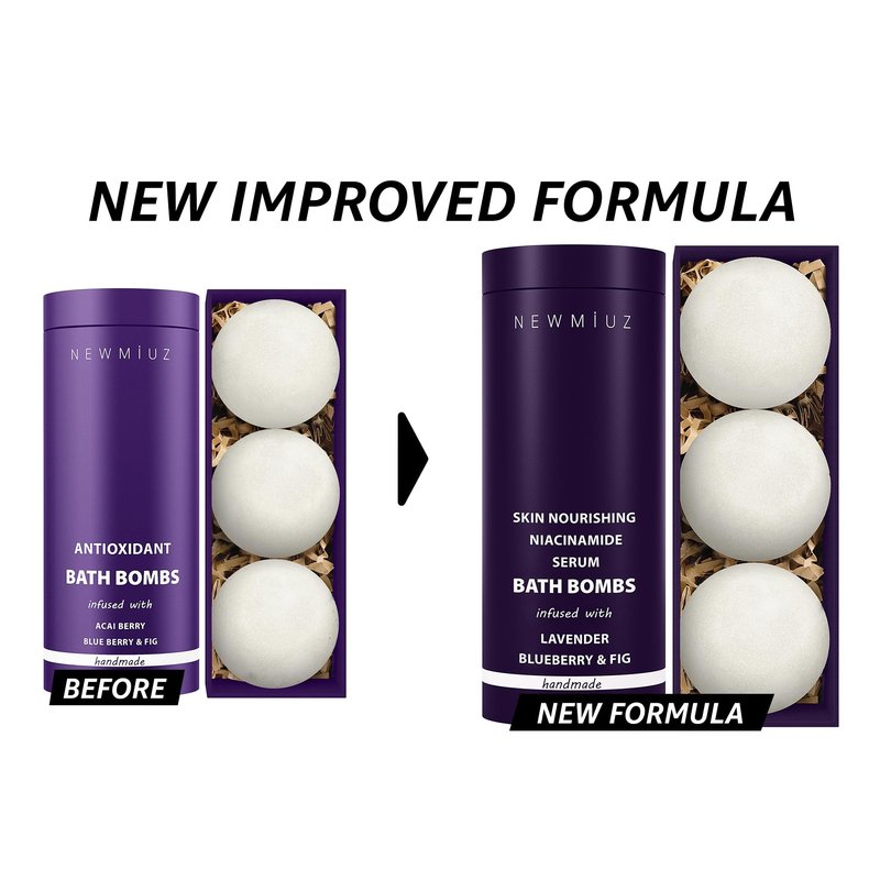 Lavender Bath Bombs Skin Nourishing Moisturize Niacinamide Serum Lavender Blueberry Fig Luxury Fizzing Spa Bubble Bath Gift Set for Sensitive Skin Stress Relief Relaxation Gift Birthday Christmas