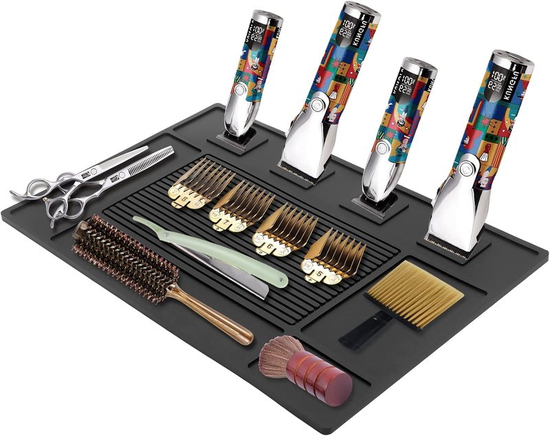 MoyRetty Magnetic Barber Organizer Mat - Professional Anti-Slip Heat-Resistant Silicone Pad | 17.7'' x 11.8''