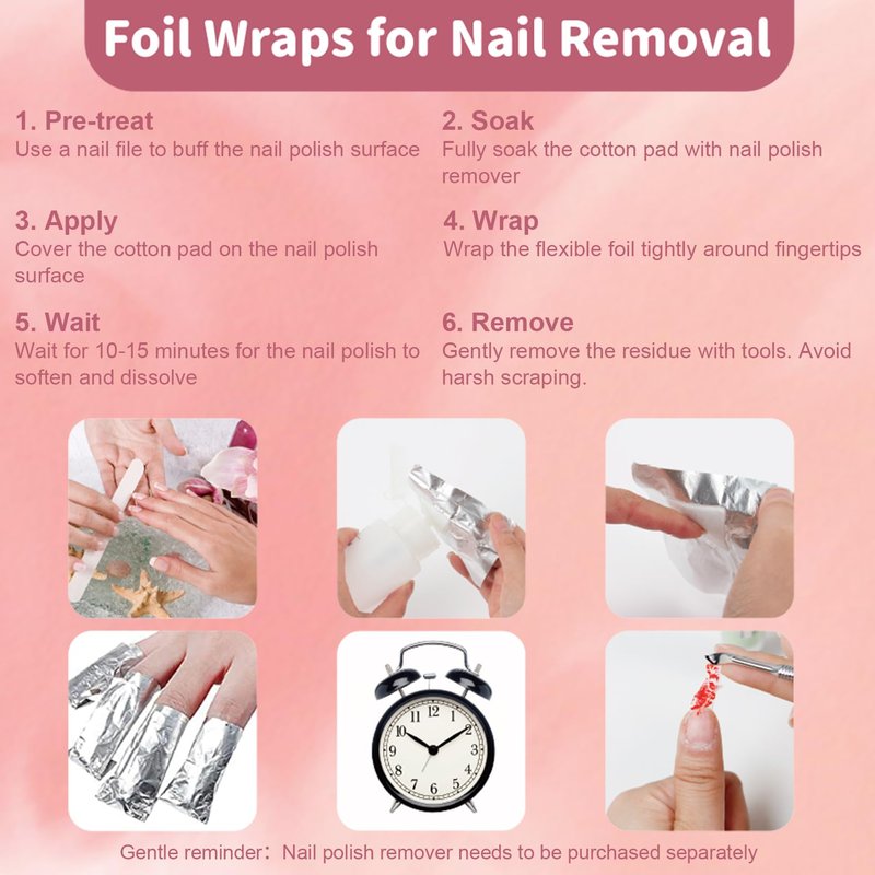 RAQEHO 300 Nail Polish Remover Pads - Nail Foils Soak Off Wraps Sheets Gel Acrylic Glue Polish Remover with Lint Free Cotton Wipes Pads Stuff Essentials Tech Must Haves At Home Supplies