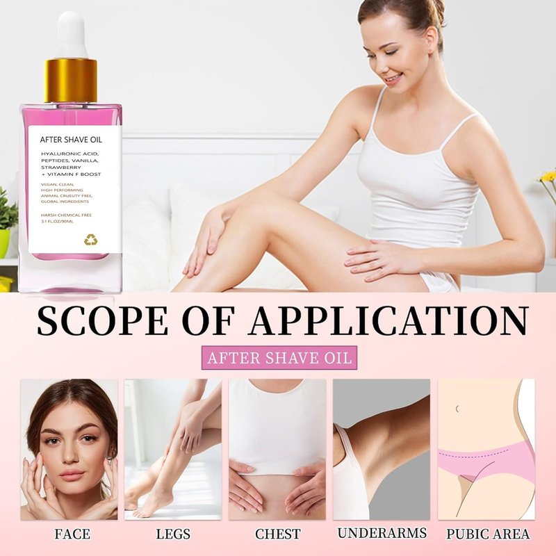 After Shave Oil for Women - Strawberry Vanilla Scent | Soothing Post-Shave Care for Smooth, Irritation-Free Skin