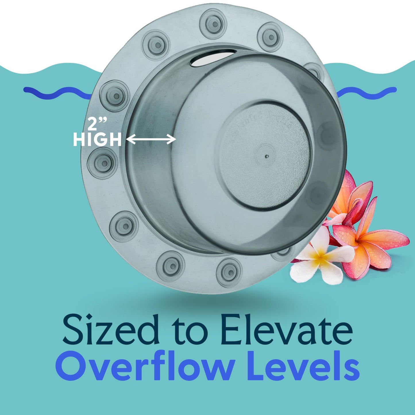 SlipX Solutions Bottomless Bath Overflow Drain Cover for Tub, Adds Inches of Water to Bathtub for a Warmer Deeper Bath, Spa Accessories, Drain Block, Water Stopper Plug (4 inch Inner Diameter, Gray)