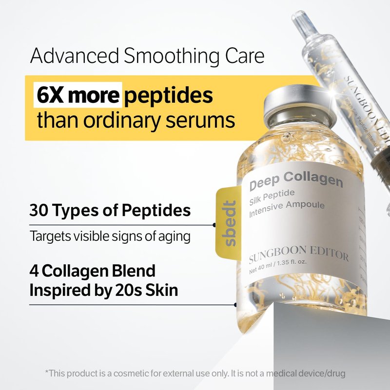 Glow Intensive Silk Peptide Ampoule - Copper Peptides Serum for Face | Hydrating Korean Skincare, 1.35 fl oz