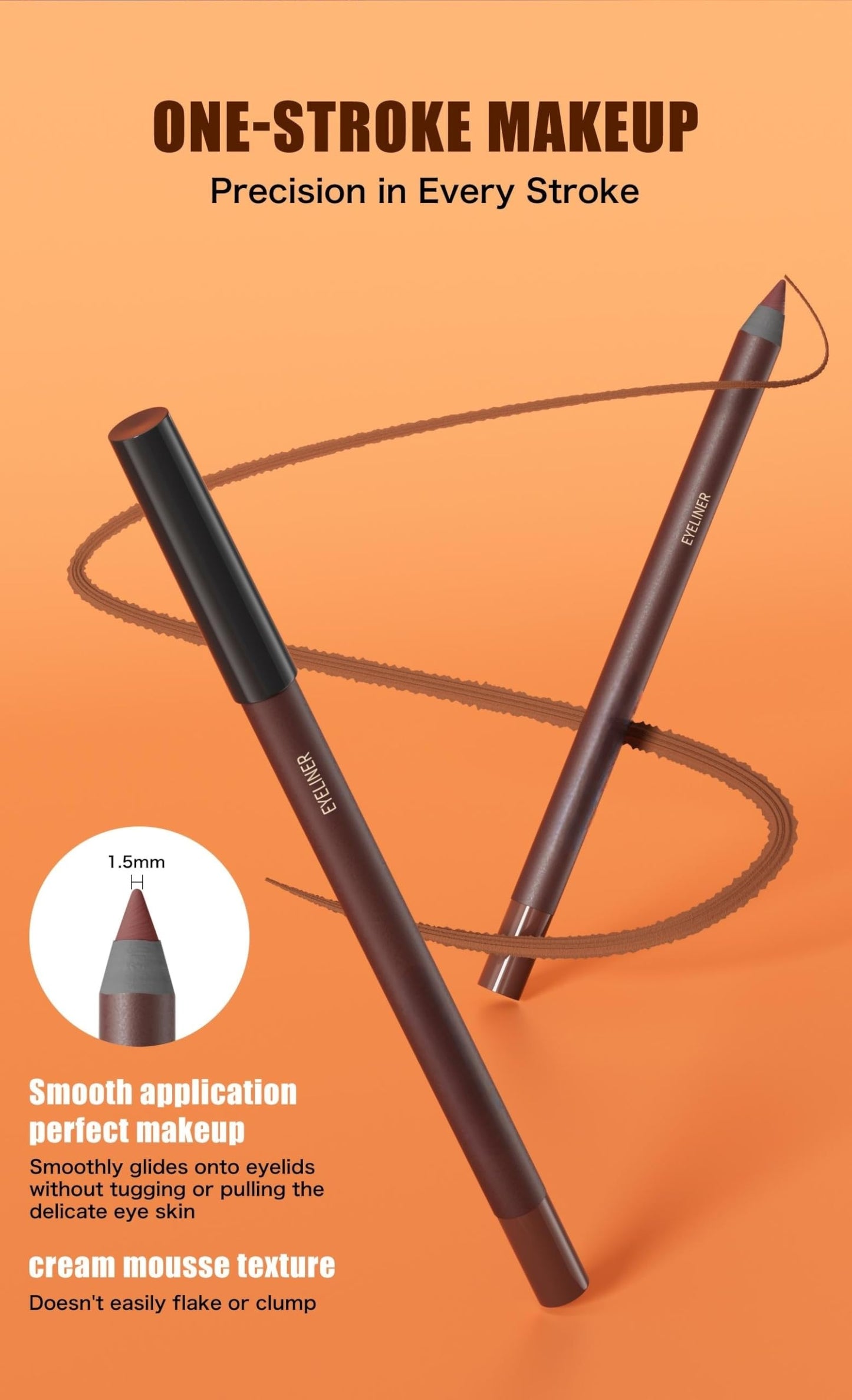 TOSOUATOP 2 IN 1 Eyeliner Pencil【Smudge Proof】【Water Proof】【Long Wearing】，5# BLACK