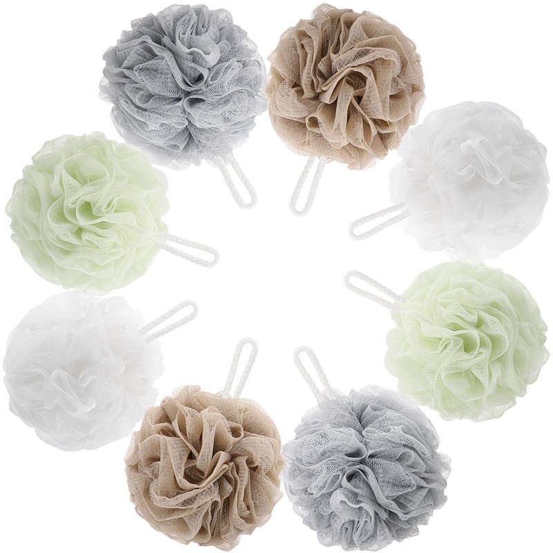 8 Small Mesh Pouf Bath Sponge - Mesh Loofah Body Exfoliating Shower Ball Shower Sponge