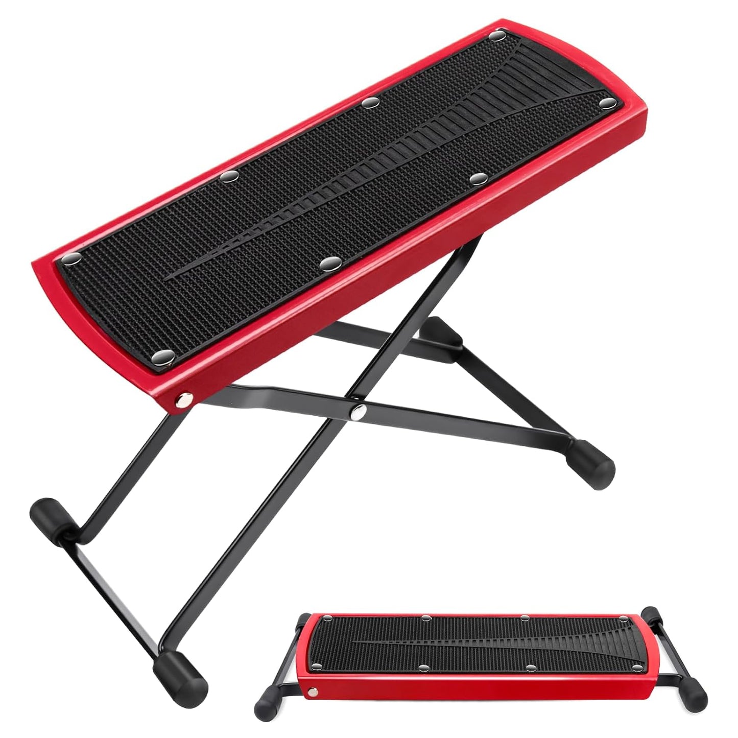 Subay Pedicure Foot Rest - 6-Height Adjustable Non-Slip Stand for Easy Home Pedicures | Red