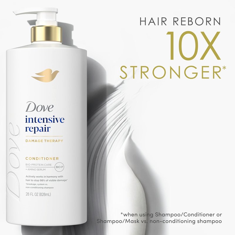 Dove Conditioner 4 Pack Intensive Repair for Damaged Hair with Bio-Protein Care Technology and Amino Serum 28 Fl Oz