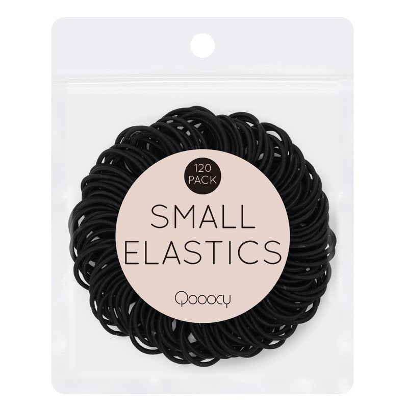 Qooocy 120 Pcs Small Hair Ties for Thin Hair & Kids - 1 Inch, 2mm No-Damage Elastic Bands in