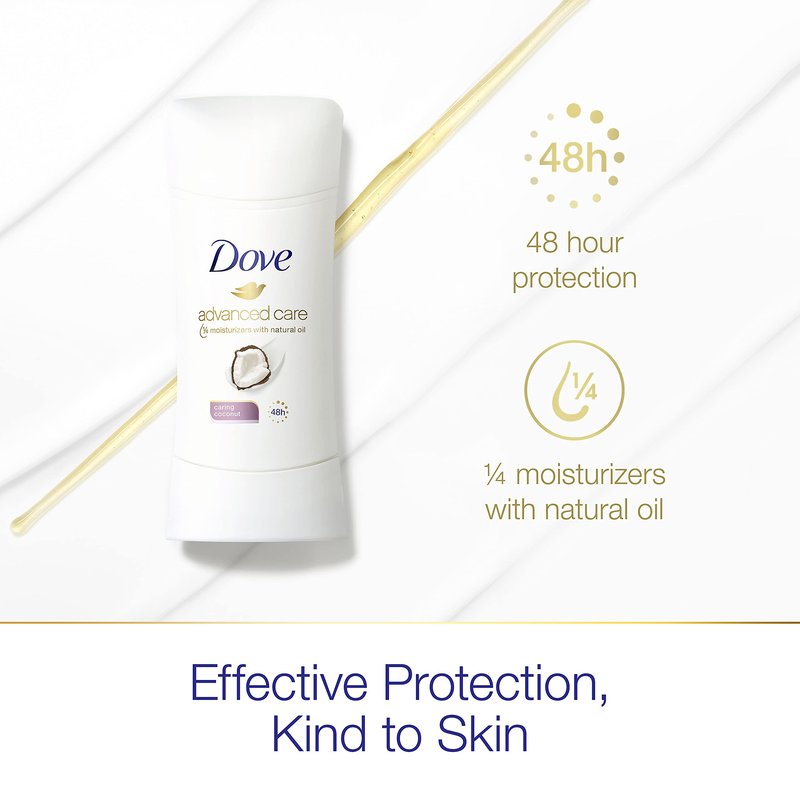 Dove Antiperspirant Deodorant with 48 Hour Protection Caring Coconut Deodorant for Women 2.6 oz (Pack of 2)