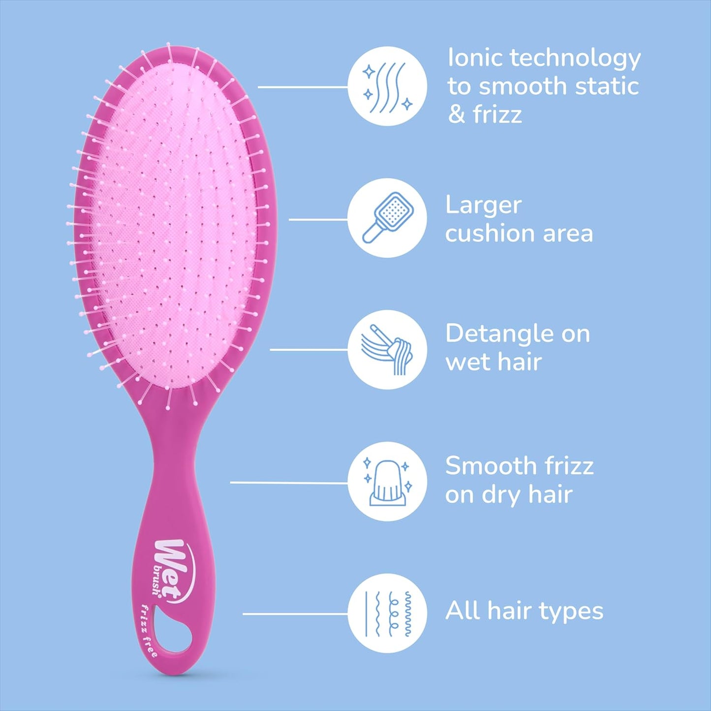Wet Brush Frizz-Free Detangler Brush - Ionic Technology for Smooth, Frizz Control | Purple, All Hair Types