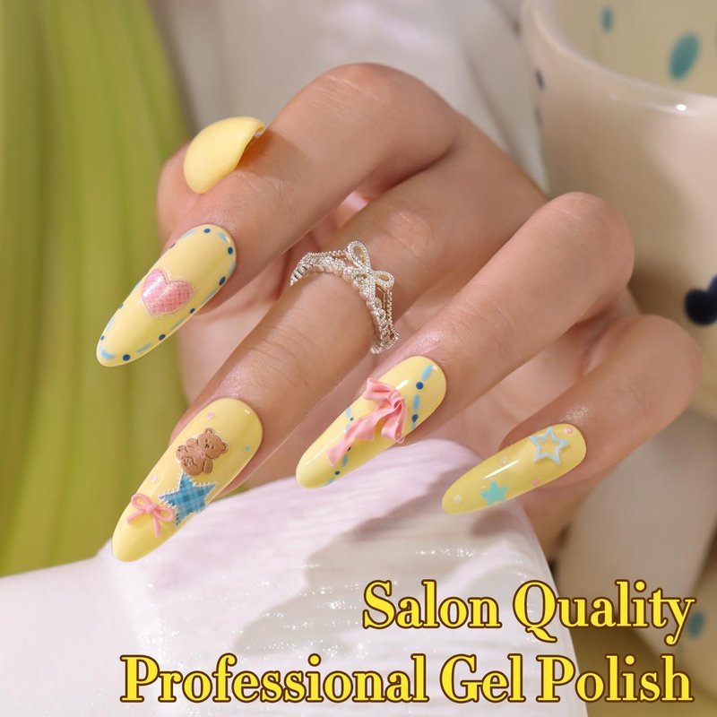 Gel Nail Polish - Double Rhythm 0.5 Oz Translucent Light Milky Pastel | Cream Yellow A1064 for DIY Manicure