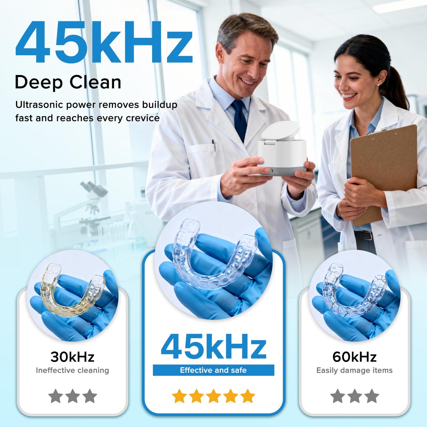 Ultrasonic Retainer Cleaner with UV-C, 45kHz Rechargeable Dental Cleaning Machine 4000mAh, 200ML for Denture, Mouth Guard, Night Guard, Aligner, 3 Modes & 6 Cleaning Tablets