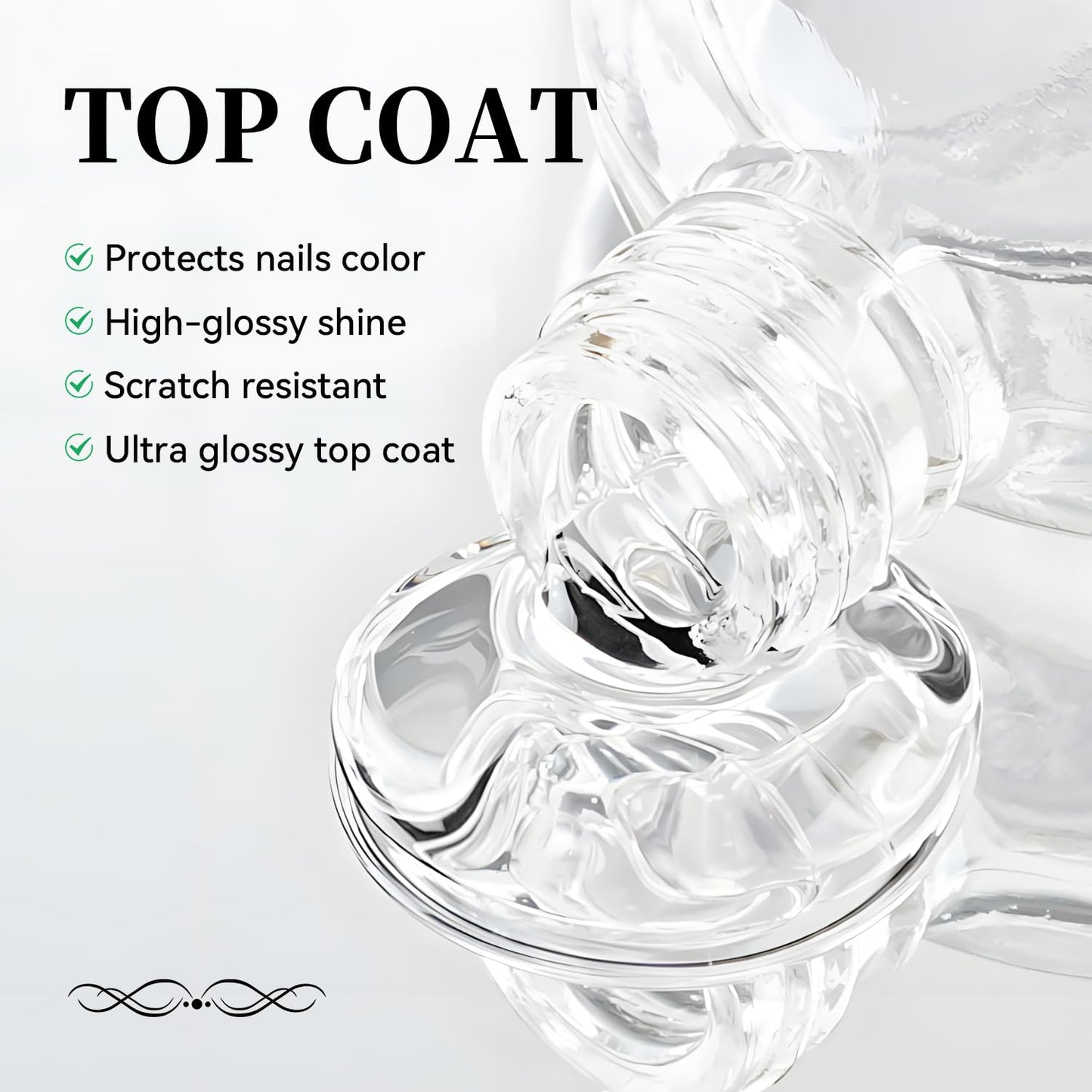 Top Coat Clear Nail Polish - Quick Dry High Gloss Shine | 16.5ml Long-Lasting & Scratch Resistant for Salon Quality DIY Nail Art