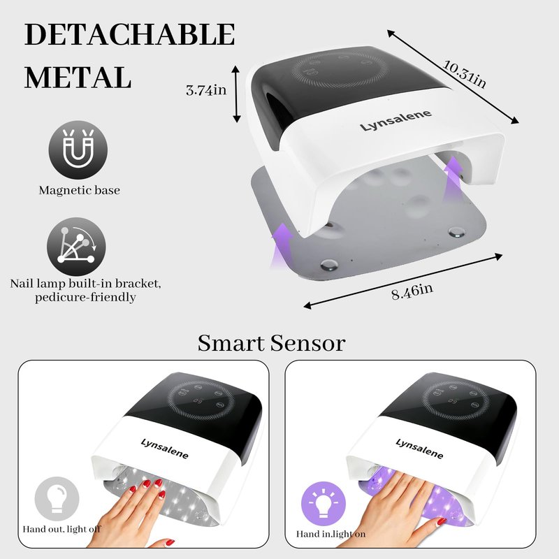 132W UV LED Nail Lamp,Rechargeable UV Light for Gel Nails with 4 Timers & LCD Screen,Profsssional LED Nail Lamp Nail Dryer Fast Curing for Salon & Home Use