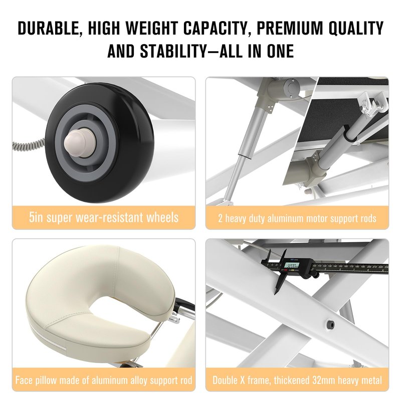 Dolonm Electric Massage Table, Heavy Duty Electric Lift and Electric Backrest 2 Motor Adjustable for Treatment/Medical Spa/Facial Bed/Beauty Bed/Massage Beds and More - 31.2 Wide x 75 Long, White
