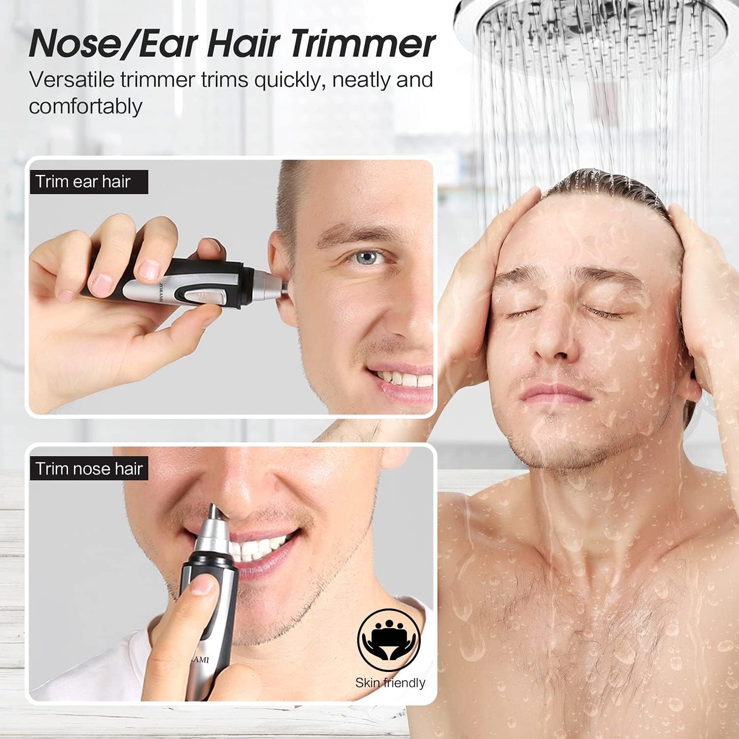 ZORAMI Ear and Nose Hair Trimmer Clipper - 2025 Professional Painless Hair Trimmer Black & Pink