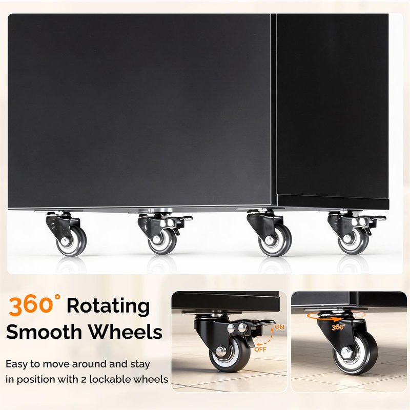 OmySalon Salon Cart with Wheels, 3-Tier Rolling Hair Styling Station, 2 Drawers & Adjustable Shelf, Hair Dryer Holder, Mobile Organizer for Salon, Barber, Spa, Nail & Beauty Tools, Black
