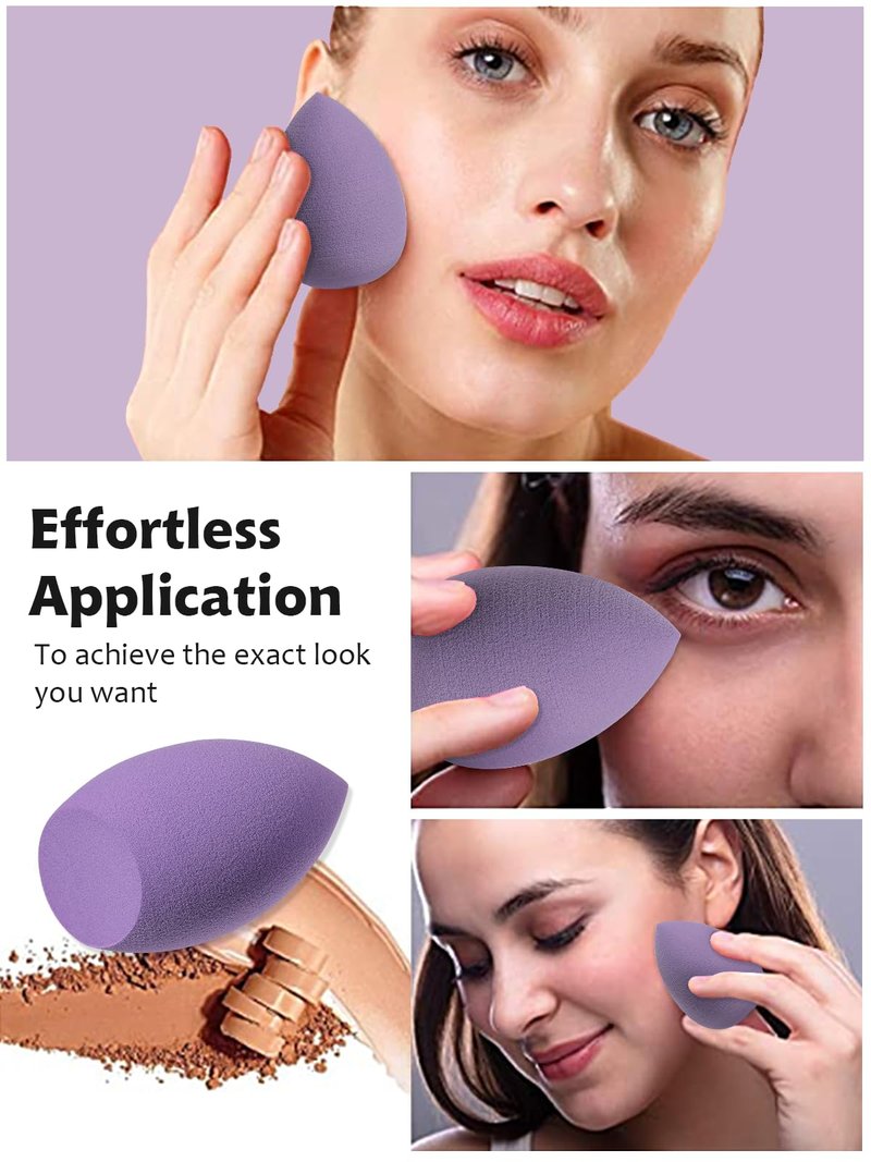 ABC Glow Beauty Blender Sponge Set – 8-Pack | Flawless Makeup Application | Latex-Free, Ultra-Soft, Reusable Makeup Sponges with Travel Case | For Liquid, Cream & Powder (Purple)