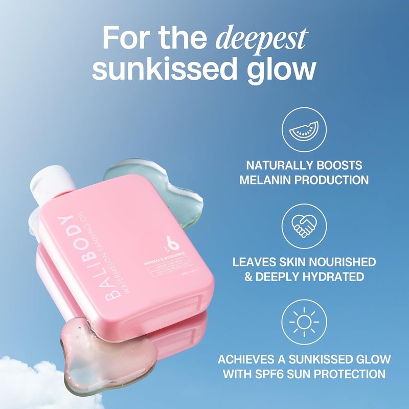 Bali Body Watermelon Tanning Oil SPF 6 - Natural Oil Infusion for a Golden Glow | Vegan & Cruelty-Free (100ml)