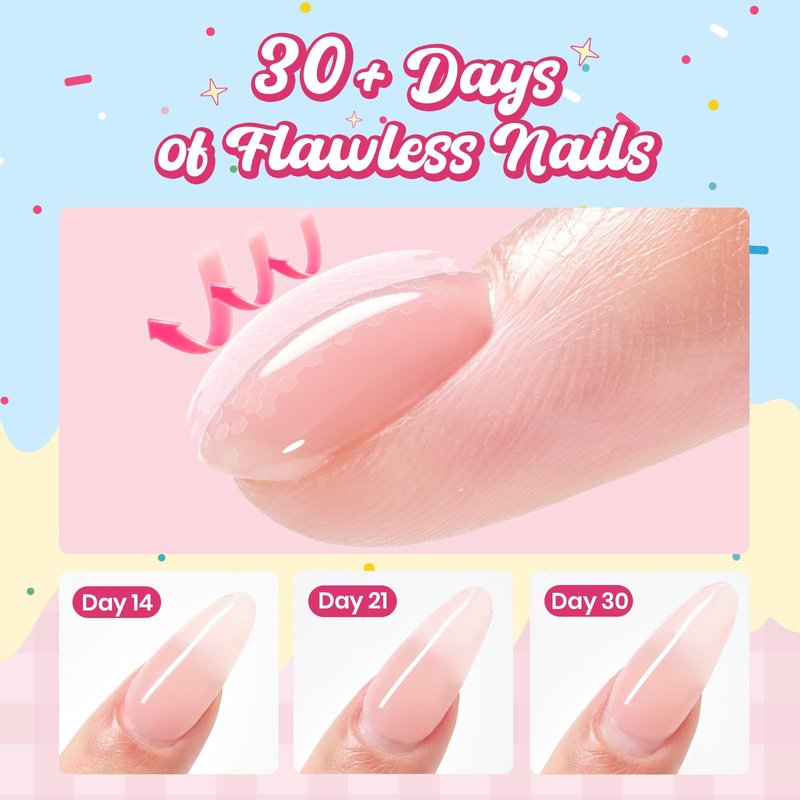 Beetles Builder Gel Nail Kit,Juicy Tint 6 Colors Jelly Pink Nude Builder Gels Instant Apex Thickening Extension Strengthen Weak Nails for Beginners DIY Salon Spring NailsUV & LED Lamp Needed