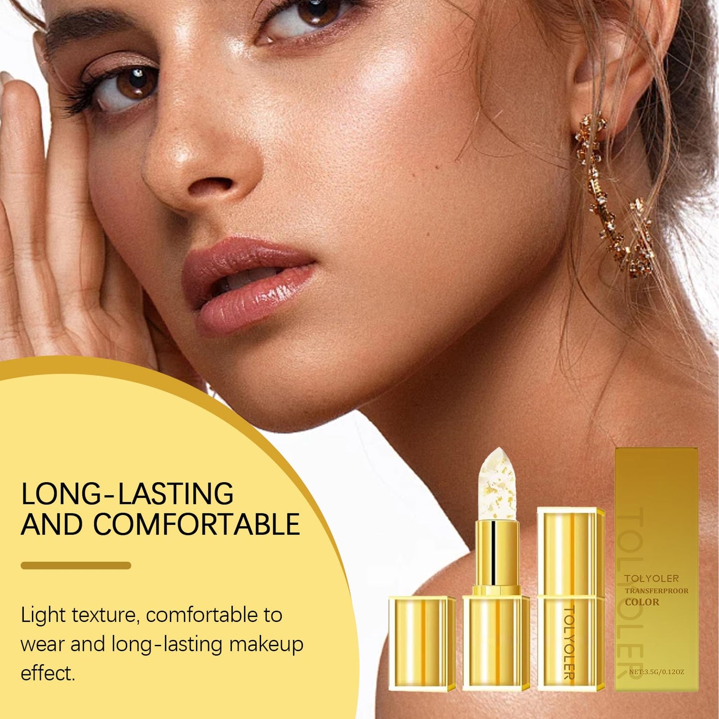 Tolyoler Color Changing Lipstick, PH Lip-stick Color Changing, 24 Hours Lasting Hydration Lip-stick without Stripping, Makes Your Lips Look Fuller, Softer, Suitable for All Skin Tones (1PC)