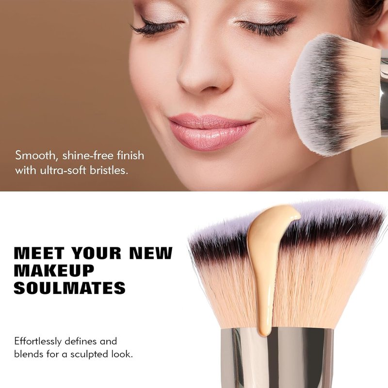 Skiennix Dual-Ended Foundation Brush - Pro-Grade Vegan Makeup Tool for Flawless Blending & Application