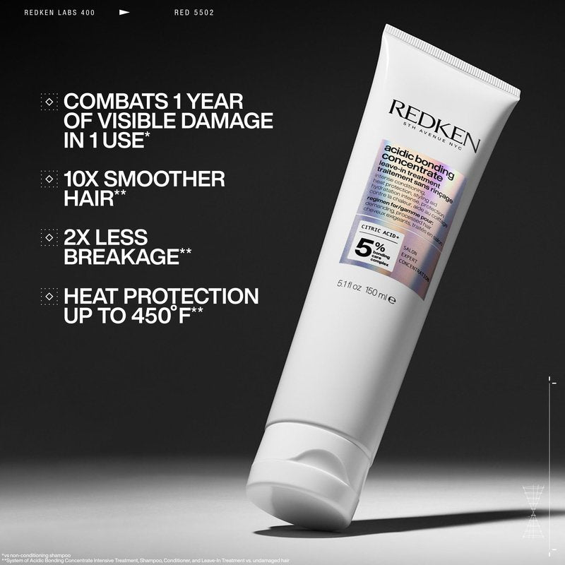 Redken Acidic Bonding Concentrate Mini Kit – Strengthening Shampoo, Conditioner & Leave In Treatment for Damaged Hair, Reduces Breakage & Split Ends, Travel Size