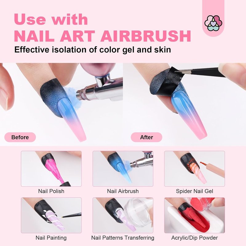 Saviland French Manicure Kit - 4PC Nail Art Stamper & 100PC Polish Protectors for Perfect Nails