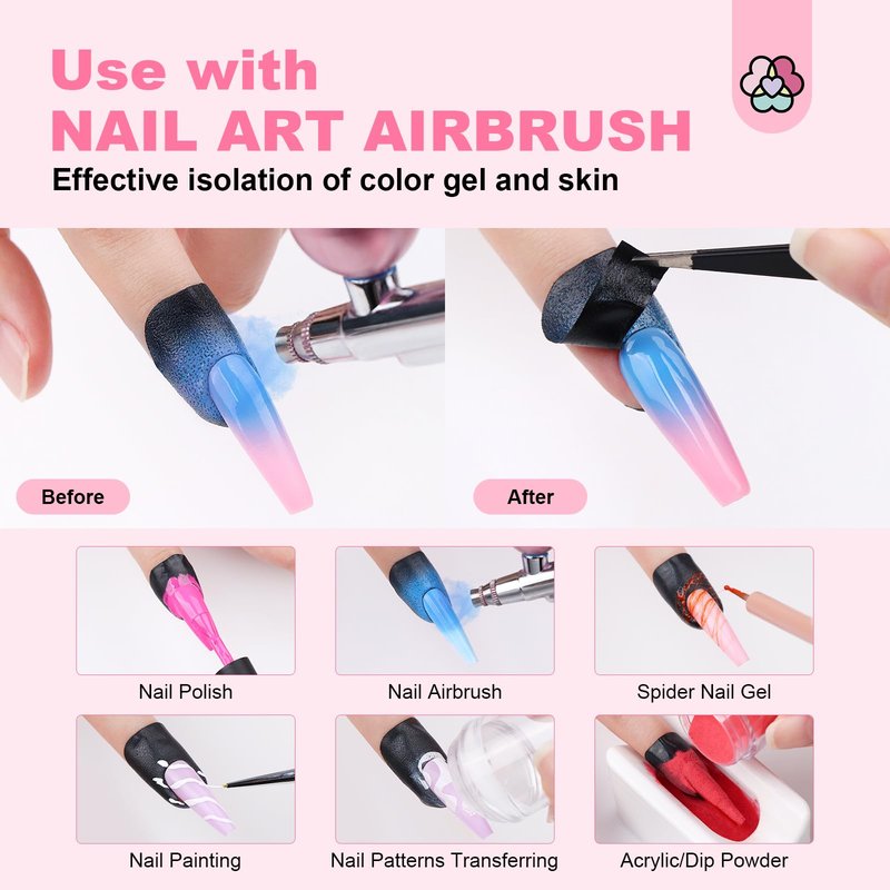 Saviland 100PCS Nail Polish Protector for Fingers: 99.99%+ U V Protection Cuticle Protector for Nails Painting U-Shaped Nail Protectors Peel Off Tip Tape for French Tip Stamp Nails Art