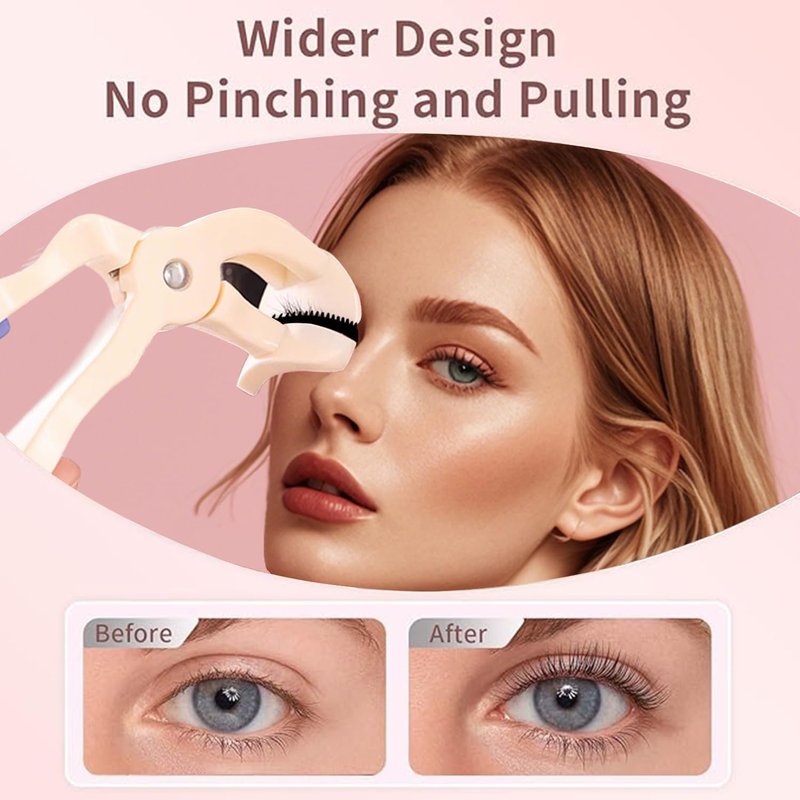Eyelash Curler, Plastic Eyelash Curlers with Silicone Refill Pads Cute Eye Lash Curler Makeup Tool for Women Girls No Pinching, Purple Eyelash Curler