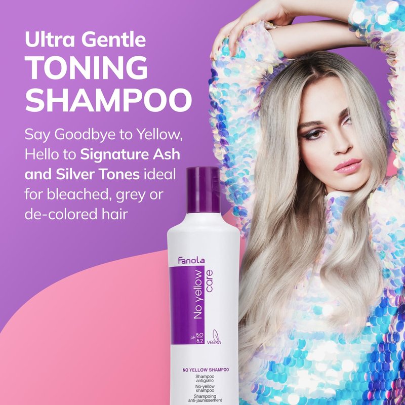 Fanola No Yellow Purple Shampoo - Purple Color Depositing Shampoo for Blondes, Bleached & Grey Hair - Formulated with Violet Pigment to Remove Brassy Tones from Hair (33.8 Fl oz)