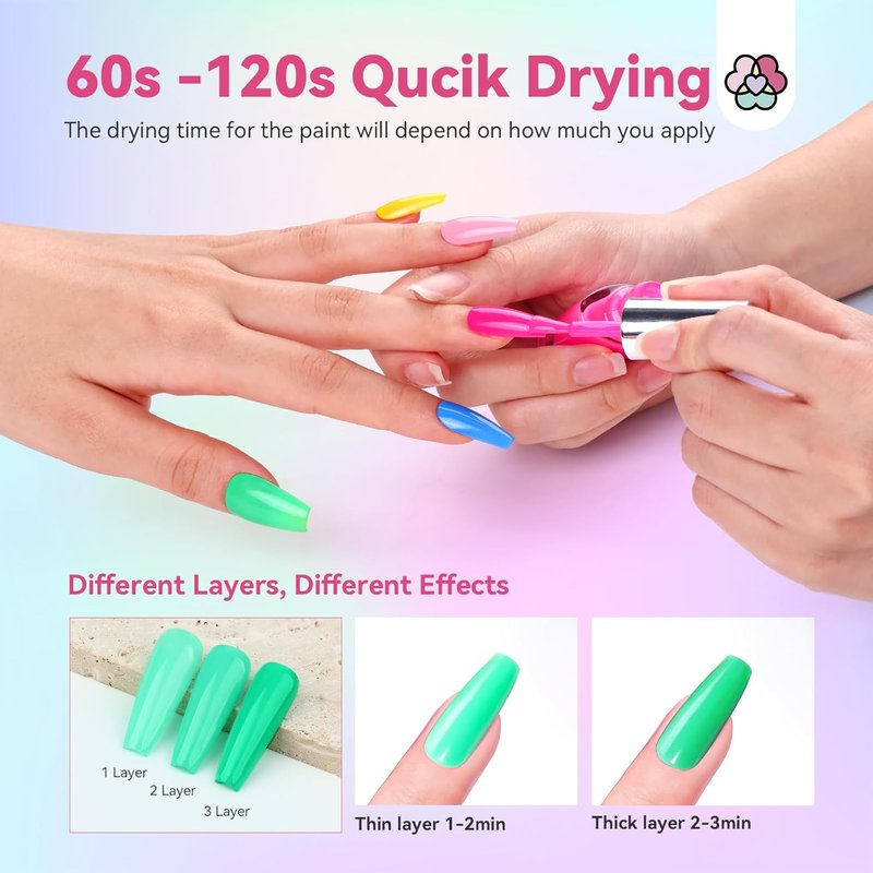 SAVILAND Quick Dry Nail Polish Set - 14 Pcs Neon Summer Colors | Fast-Drying Glitter & Regular Finish for Stunning Manicure