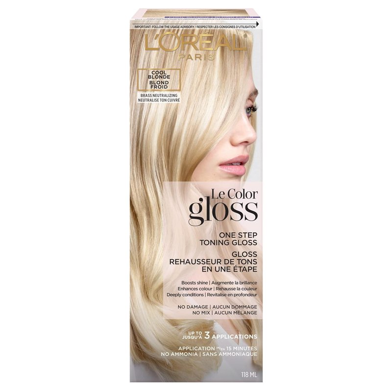 L’Oreal Paris Hair Toning Gloss - Cool Blonde Shade | One-Step Formula, 4 Ounce