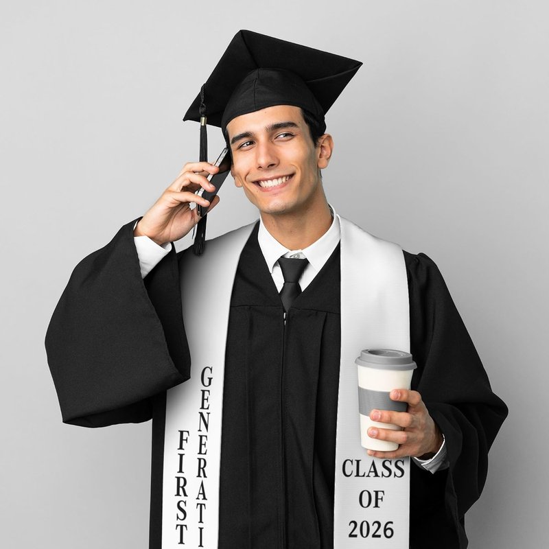 First Generation Graduation Stole - Class of 2026 | White Stole for High School & College Graduates