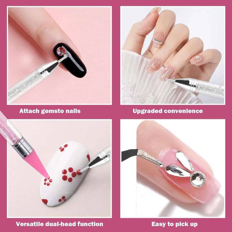 Rhinestone Picker Applicator Kit - 7 Pcs Nail Art Tools for Bedazzling & Gem Design | Includes Wax Pencil