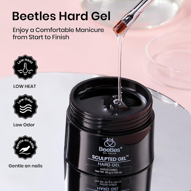 Beetles Low Heat Hard Gel - Mint Sheer Clear 1 oz | 9-in-1 Nail Extension & Sculpting Gel for Salon Professionals