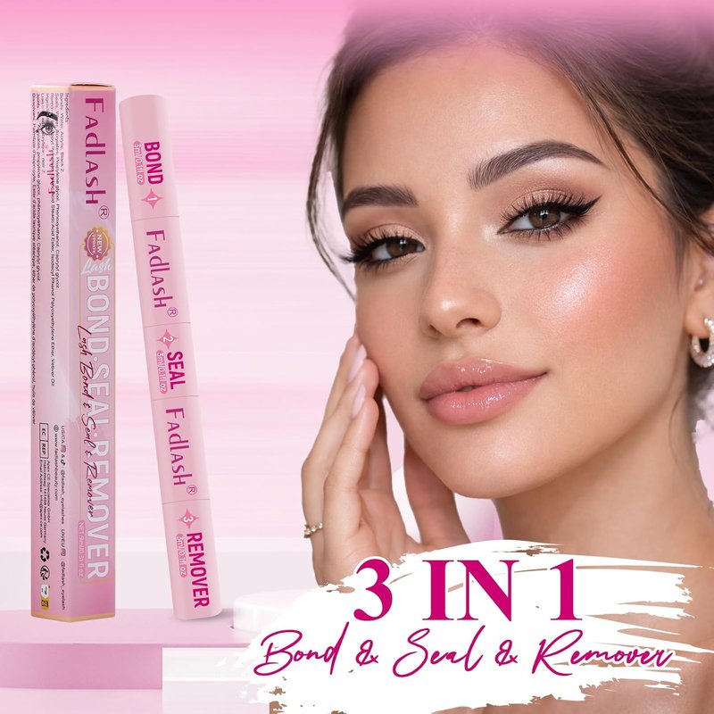 FADLASH 3-in-1 Lash Bond & Seal Remover Set - Gentle Formula for DIY Eyelash Extensions | 72-Hour Hold