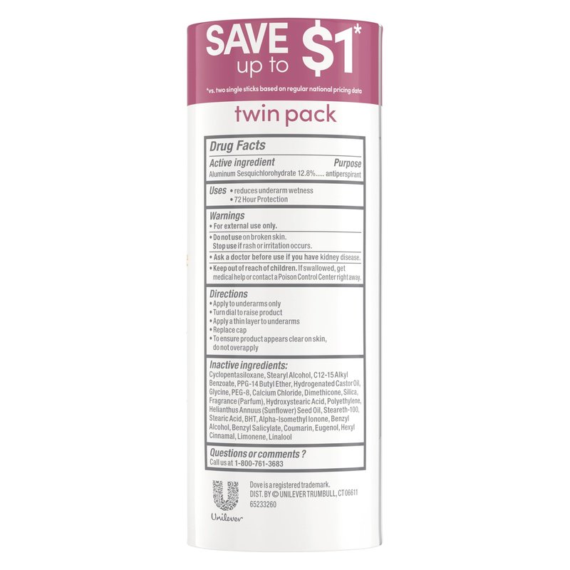 Dove Advanced Care Antiperspirant Caring Coconut, 2 Count Deodorant Stick for Women, for 48 Hour Protection And Soft And Comfortable Underarms, 2.6 oz