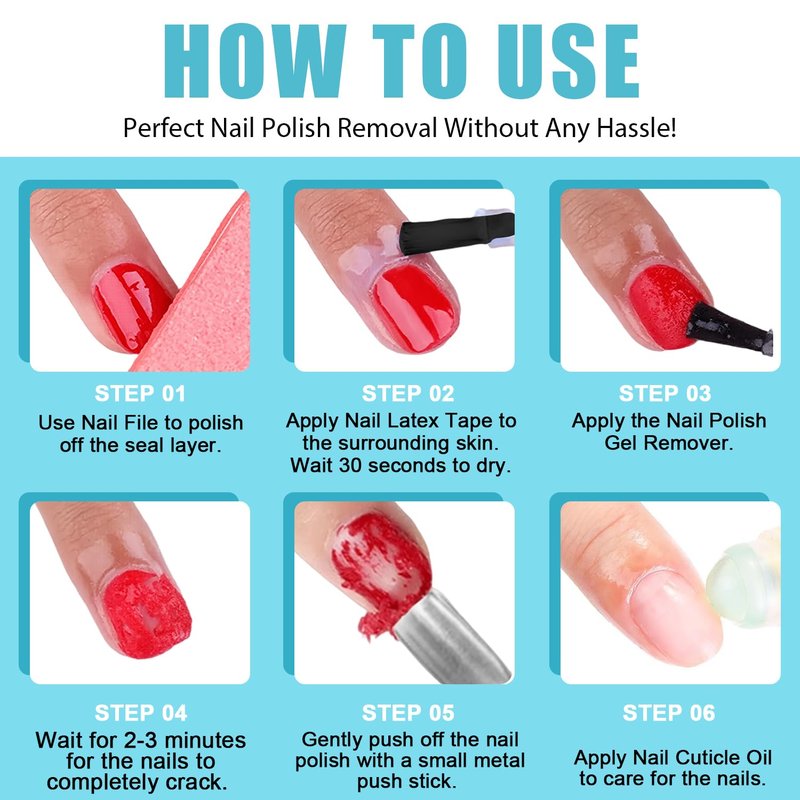 Quick Gel Nail Polish Remover - Easy 3-Minute Formula, No Soaking Required | 15ml, 2-Pack