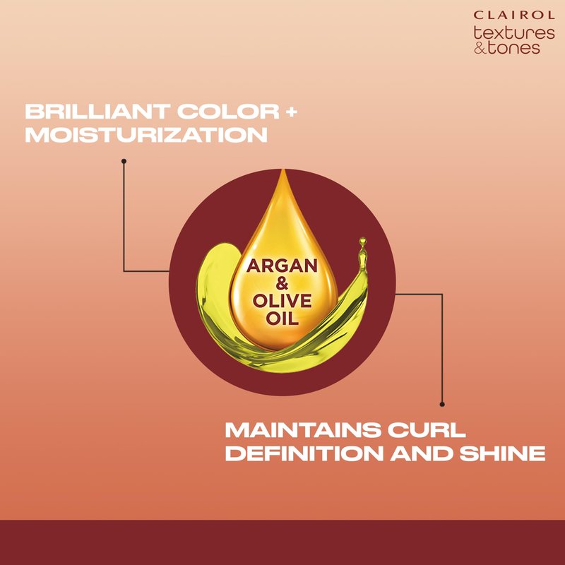 Clairol Textures & Tones Permanent Hair Dye, 1N Natural Black Hair Color | Ammonia-Free | Moisture-Rich Formula with Argan, and Olive Oil for Brilliant Shine | Pack of 1