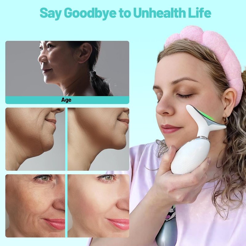 Red Light Therapy Device - LED Face Massager for Skin Rejuvenation | White, 7 Light Settings