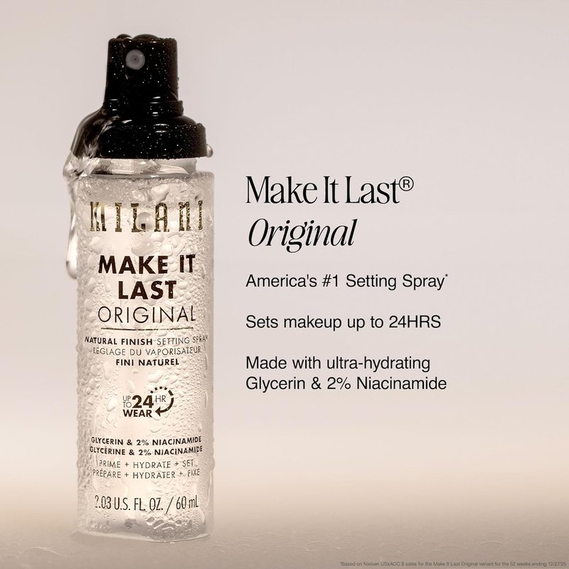Milani Setting Spray & Primer - Make It Last Original & Dewy Finish with Niacinamide - 2 Pack